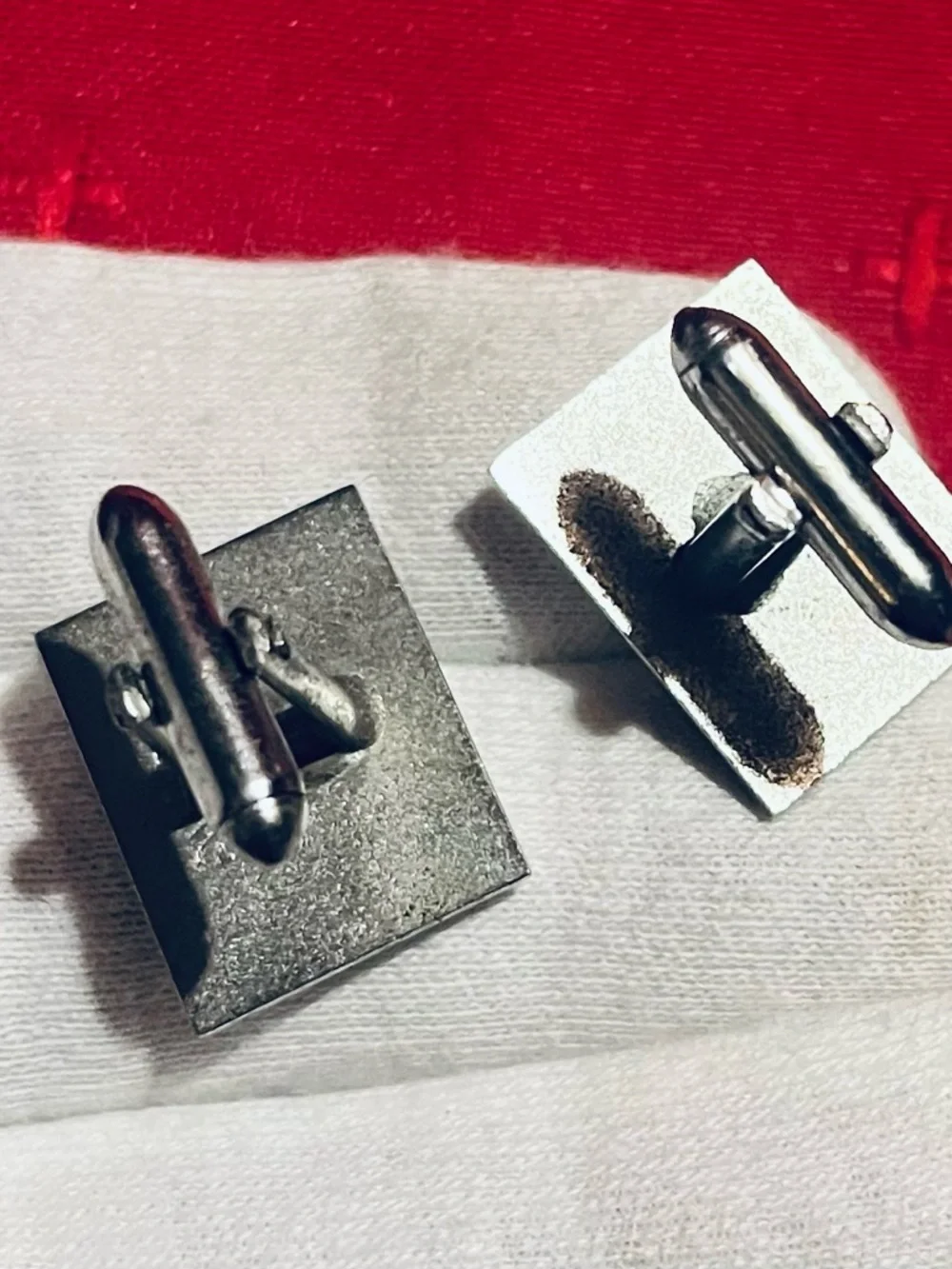 SWANK Silver-Tone Square Cufflinks with Greek Key Detail